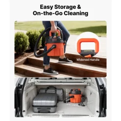 VEVOR Shop Vac, 2.6 Gallon Dry Shop Vacuum, 2.5 Peak HP Portable with 800W Input Power, Various Nozzles, 1.25in Diameter x 4ft Hose, 9.2ft Cord for Home, Garage, Jobsite, Workshop, Black Orange