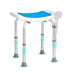 VEVOR Shower Chair, Adjustable Height Shower Stool, Shower Seat for Inside Shower or Tub, Non-Slip Bench Bathtub Stool Seat for Elderly Disabled Handicap, 350 LBS Capacity