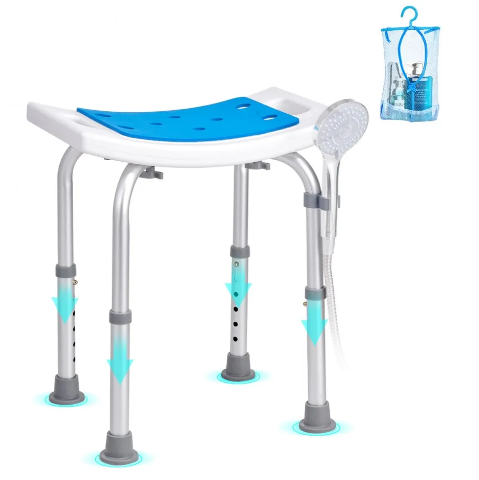 VEVOR Shower Chair, Adjustable Height Shower Stool, Shower Seat for Inside Shower or Tub, Non-Slip Bench Bathtub Stool Seat for Elderly Disabled Handicap, 350 LBS Capacity