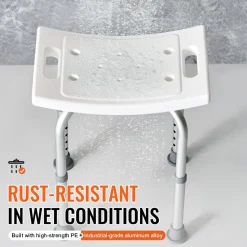 VEVOR Shower Chair, Adjustable Height Shower Stool with Built-in Handles, Shower Seat for Inside Shower or Tub, Non-Slip Bench Bathtub Stool Seat for Elderly Disabled Handicap, 158.8 kg Capacity