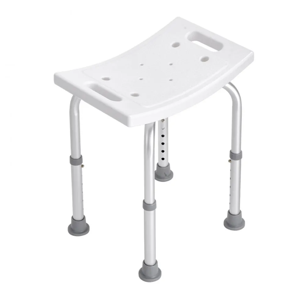 VEVOR Shower Chair, Adjustable Height Shower Stool with Built-in Handles, Shower Seat for Inside Shower or Tub, Non-Slip Bench Bathtub Stool Seat for Elderly Disabled Handicap, 158.8 kg Capacity