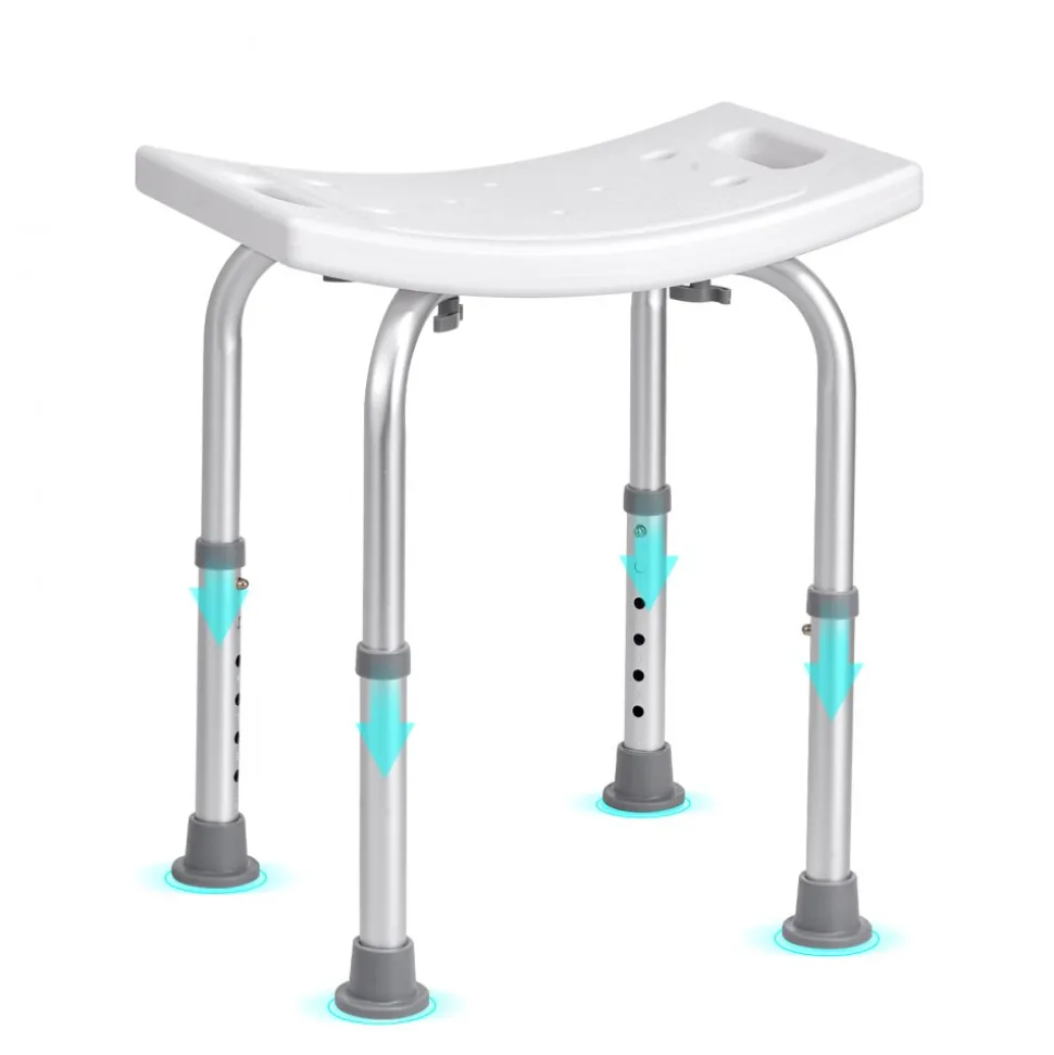 VEVOR Shower Chair, Adjustable Height Shower Stool with Built-in Handles, Shower Seat for Inside Shower or Tub, Non-Slip Bench Bathtub Stool Seat for Elderly Disabled Handicap, 158.8 kg Capacity