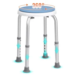 VEVOR Shower Chair for Inside Shower, 360 Degree Swivel Shower Seat, Adjustable Height Shower Stool, Non-Slip Bench Bathtub Seat Stool for Elderly Disabled Adults Handicap, 300 lbs Capacity