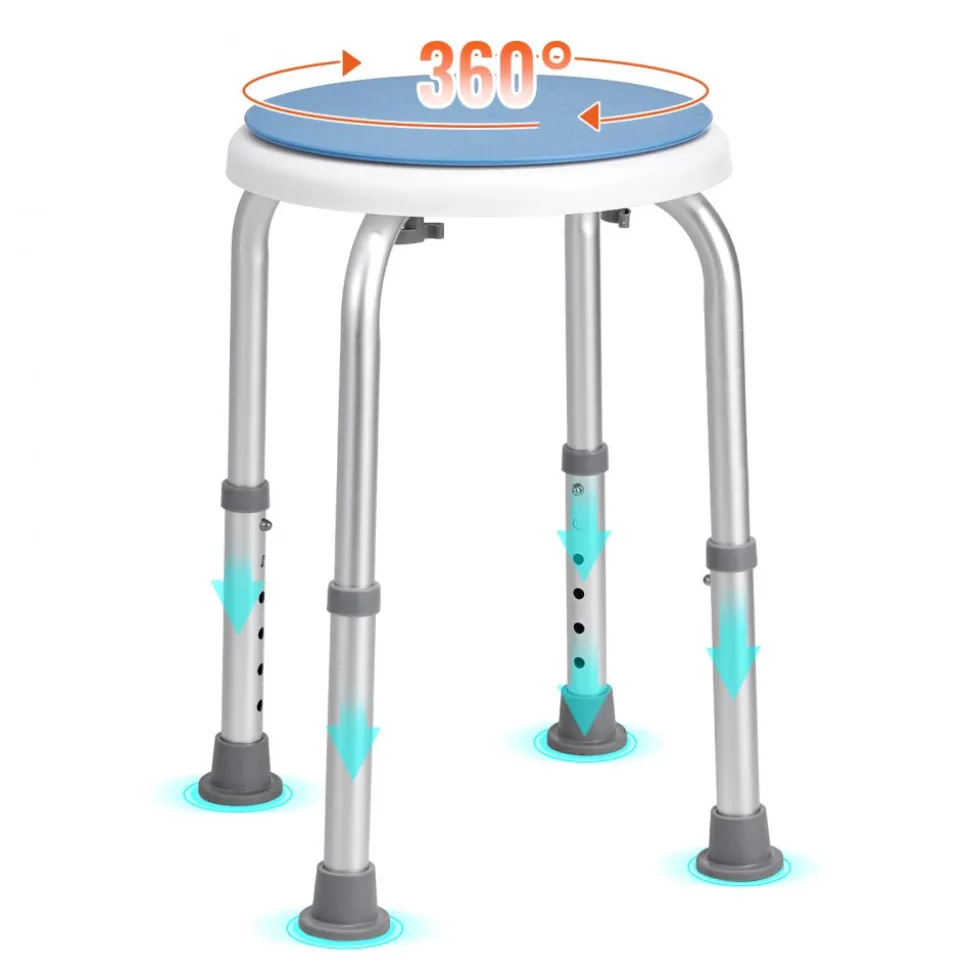 VEVOR Shower Chair for Inside Shower, 360 Degree Swivel Shower Seat, Adjustable Height Shower Stool, Non-Slip Bench Bathtub Seat Stool for Elderly Disabled Adults Handicap, 300 lbs Capacity
