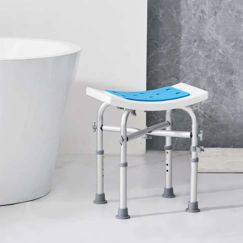 VEVOR Shower Chair for Inside Shower, Adjustable Height Shower Stool with Crossbar Support, Shower Seat for Shower Tub, Non-Slip Bench Bathtub Stool Seat for Elderly Disabled Adults Handicap, 500 lbs