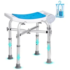 VEVOR Shower Chair for Inside Shower, Adjustable Height Shower Stool with Crossbar Support, Shower Seat for Shower Tub, Non-Slip Bench Bathtub Stool Seat for Elderly Disabled Adults Handicap, 500 lbs
