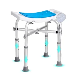 VEVOR Shower Chair for Inside Shower, Adjustable Height Shower Stool with Crossbar Support, Shower Seat for Shower Tub, Non-Slip Bench Bathtub Stool Seat for Elderly Disabled Adults Handicap, 500 lbs