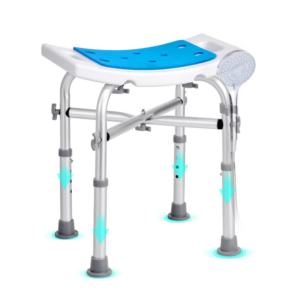 VEVOR Shower Chair for Inside Shower, Adjustable Height Shower Stool with Crossbar Support, Shower Seat for Shower Tub, Non-Slip Bench Bathtub Stool Seat for Elderly Disabled Adults Handicap, 500 lbs