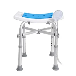VEVOR Shower Chair for Inside Shower, Adjustable Height Shower Stool with Crossbar Support, Shower Seat for Shower Tub, Non-Slip Bench Bathtub Stool Seat for Elderly Disabled Adults Handicap, 500 lbs