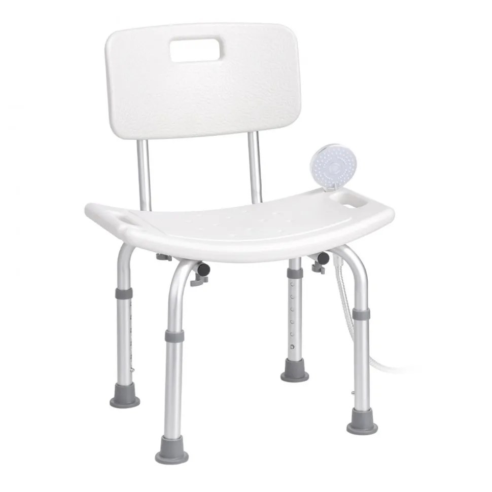 VEVOR Shower Chair, Shower Seat with Back, Adjustable Height Shower Stool, Shower Chair for Inside Shower Bathtub, Non-slip Bathroom Bench Bath Chair for Elderly Disabled Handicap, 350 lbs Capacity