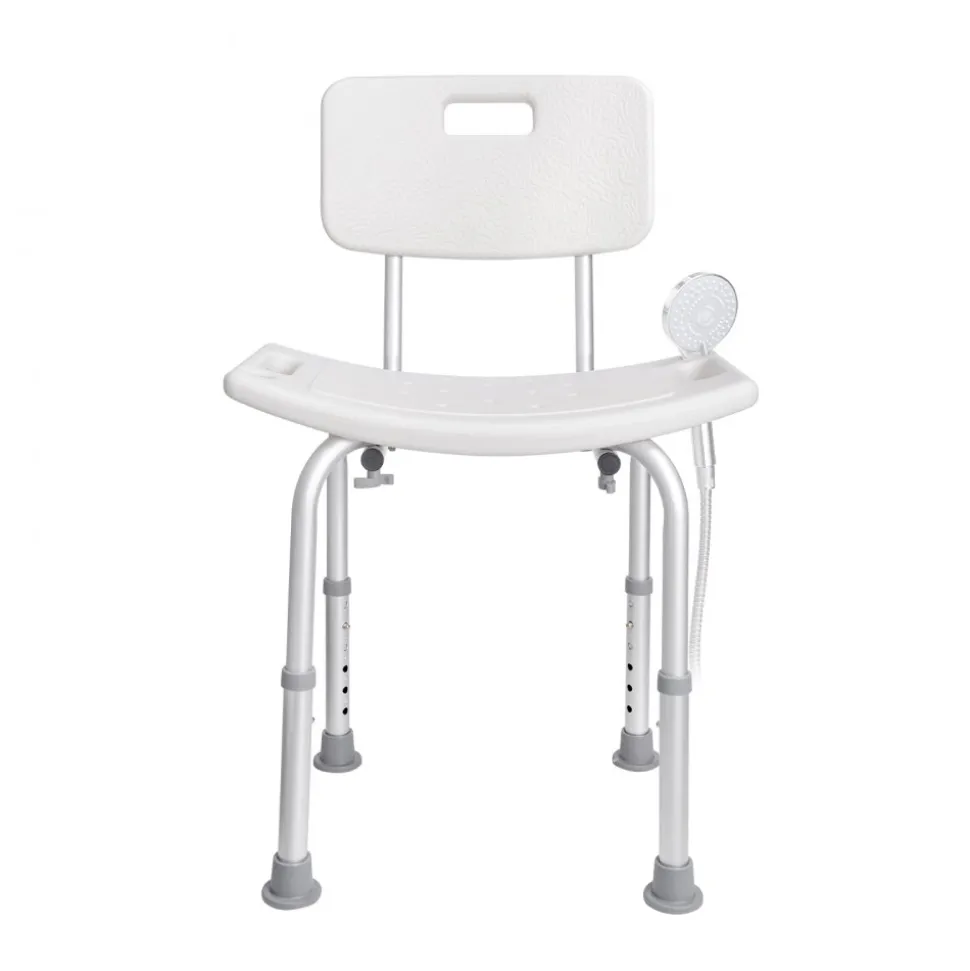VEVOR Shower Chair, Shower Seat with Back, Adjustable Height Shower Stool, Shower Chair for Inside Shower Bathtub, Non-slip Bathroom Bench Bath Chair for Elderly Disabled Handicap, 350 lbs Capacity