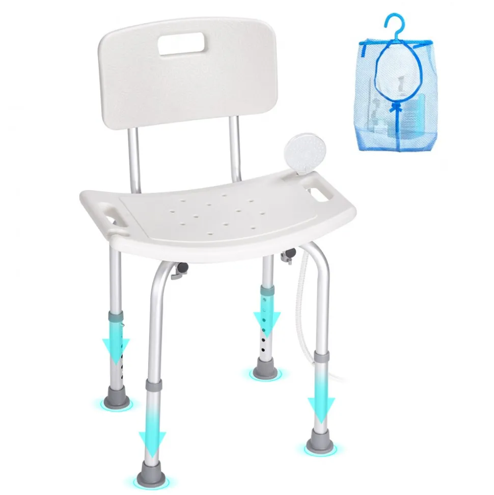 VEVOR Shower Chair, Shower Seat with Back, Adjustable Height Shower Stool, Shower Chair for Inside Shower Bathtub, Non-slip Bathroom Bench Bath Chair for Elderly Disabled Handicap, 350 lbs Capacity