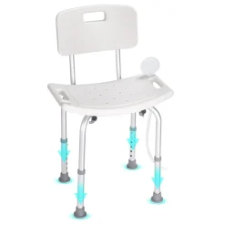 VEVOR Shower Chair, Shower Seat with Back, Adjustable Height Shower Stool, Shower Chair for Inside Shower Bathtub, Non-slip Bathroom Bench Bath Chair for Elderly Disabled Handicap, 350 lbs Capacity