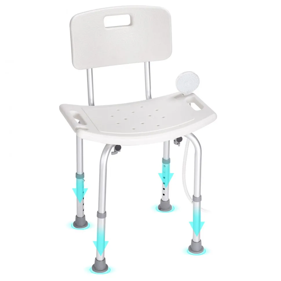 VEVOR Shower Chair, Shower Seat with Back, Adjustable Height Shower Stool, Shower Chair for Inside Shower Bathtub, Non-slip Bathroom Bench Bath Chair for Elderly Disabled Handicap, 350 lbs Capacity
