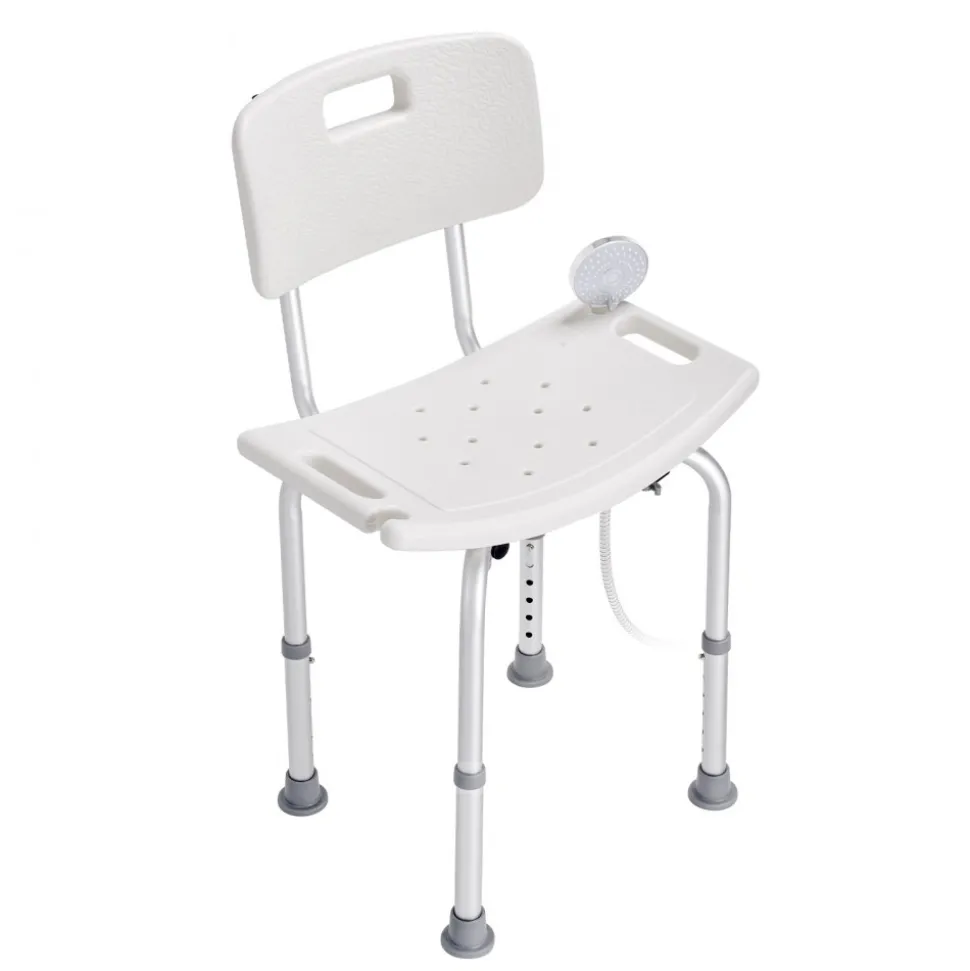 VEVOR Shower Chair, Shower Seat with Back, Adjustable Height Shower Stool, Shower Chair for Inside Shower Bathtub, Non-slip Bathroom Bench Bath Chair for Elderly Disabled Handicap, 350 lbs Capacity