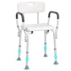 VEVOR Shower Chair, Shower Seat with Back, Adjustable Height Shower Stool, Shower Chair for Inside Shower Bathtub, Non-slip Bathroom Bench Bath Chair for Elderly Disabled Handicap, 350 LBS Capacity
