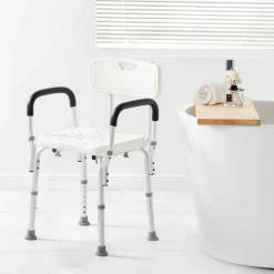 VEVOR Shower Chair, Shower Seat with Back, Adjustable Height Shower Stool, Shower Chair for Inside Shower Bathtub, Non-slip Bathroom Bench Bath Chair for Elderly Disabled Handicap, 350 LBS Capacity