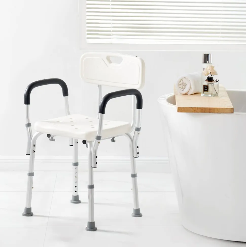 VEVOR Shower Chair, Shower Seat with Back, Adjustable Height Shower Stool, Shower Chair for Inside Shower Bathtub, Non-slip Bathroom Bench Bath Chair for Elderly Disabled Handicap, 350 LBS Capacity