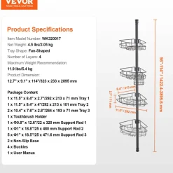 VEVOR Shower Corner Caddy Tension Pole, 56