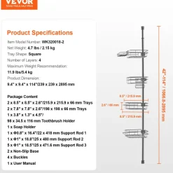 VEVOR Shower Corner Caddy Tension Pole, 42