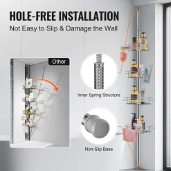VEVOR Shower Corner Caddy Tension Pole, 42