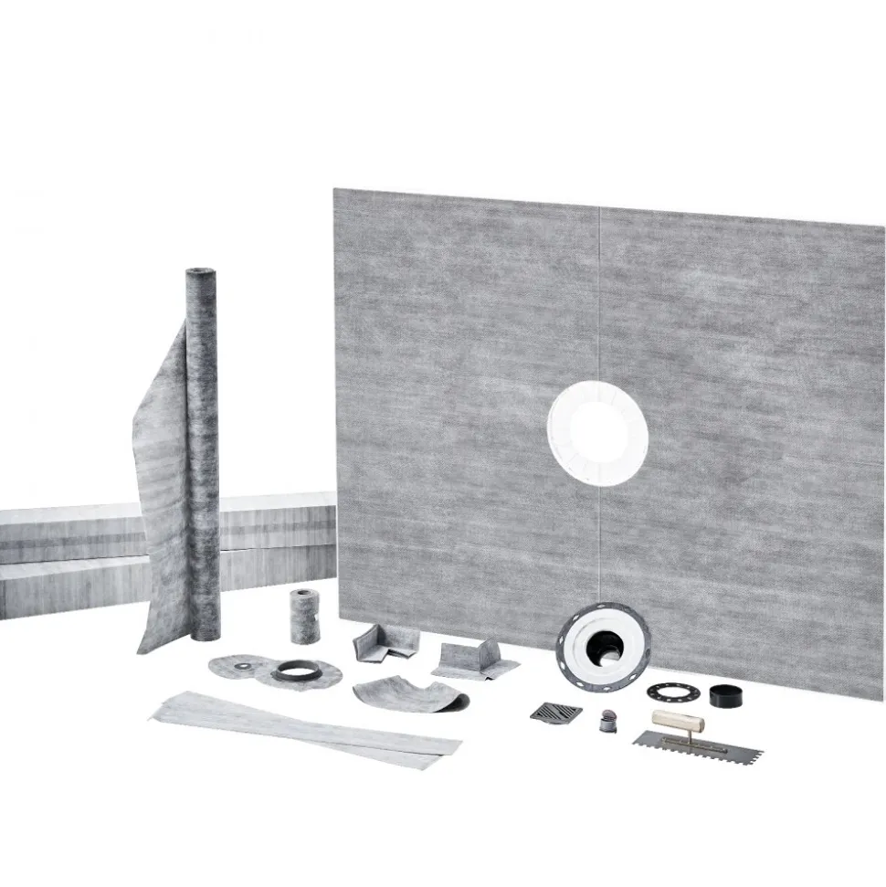 VEVOR Shower Curb Kit, 60"x48" Shower Pan Kit with 2" PVC Central Flange, Waterproof Membrane, Stainless Steel Grate and Joint Sealant, Shower Pan Slope Sticks Fit for Bathroom