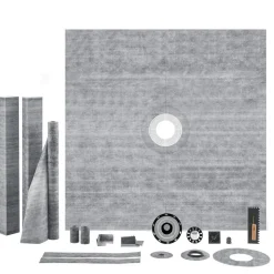 VEVOR Shower Curb Kit, 72"x72" Shower Pan Kit with 2" ABS Central Flange, 4" Stainless Steel Grate, Waterproof Shower Curb & Membrane & Strip, Shower Pan Slope Sticks Fit for Bathroom