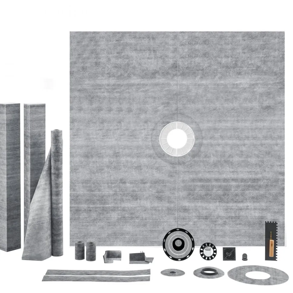 VEVOR Shower Curb Kit, 72"x72" Shower Pan Kit with 2" ABS Central Flange, 4" Stainless Steel Grate, Waterproof Shower Curb & Membrane & Strip, Shower Pan Slope Sticks Fit for Bathroom