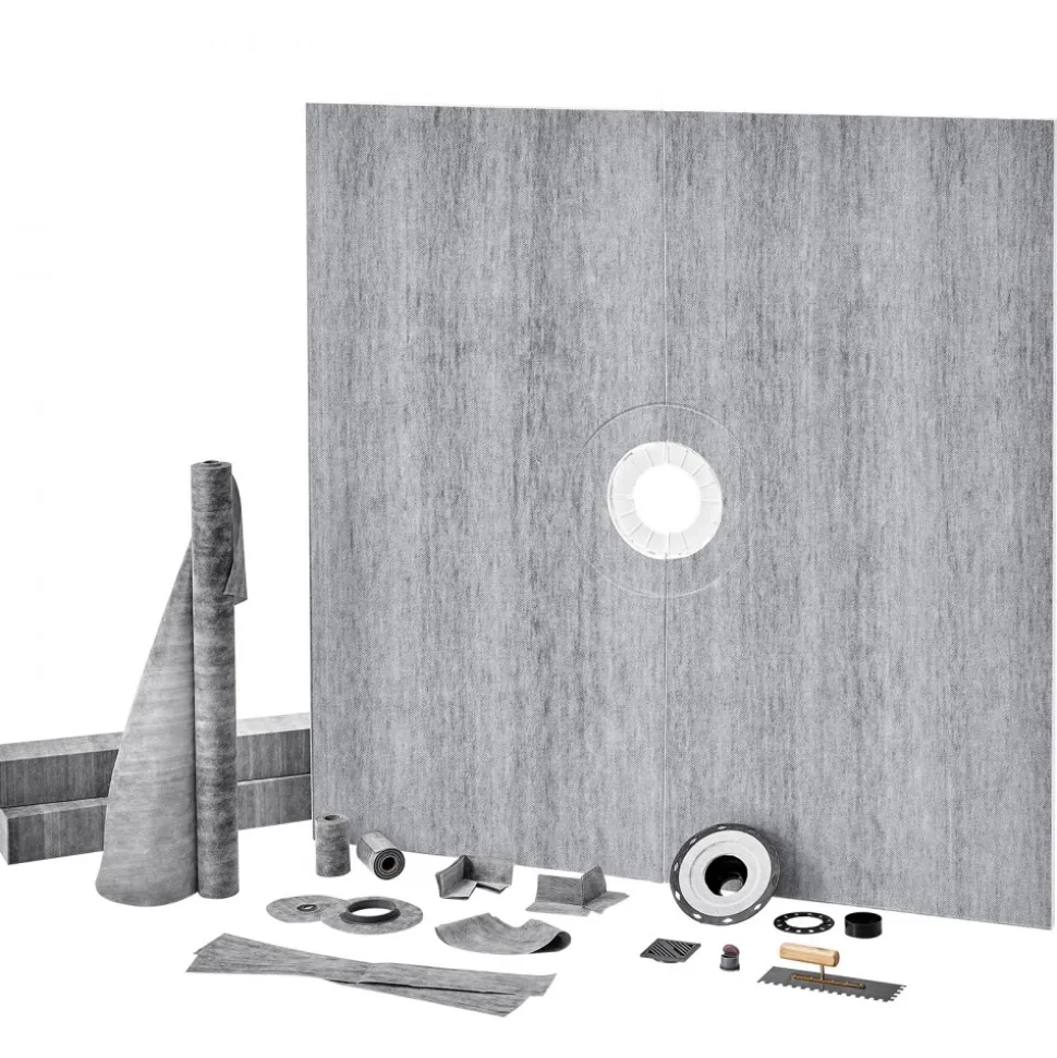 VEVOR Shower Curb Kit, 72"x72" Shower Pan Kit with 2" ABS Central Flange, 4" Stainless Steel Grate, Waterproof Shower Curb & Membrane & Strip, Shower Pan Slope Sticks Fit for Bathroom