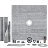 VEVOR Shower Curb Kit, 72"x72" Shower Pan Kit with 2" PVC Central Flange, 4" Stainless Steel Grate, Waterproof Shower Curb & Membrane & Strip, Shower Pan Slope Sticks Fit for Bathroom