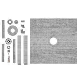 VEVOR Shower Curb Kit, 72"x72" Shower Pan Kit with 2" PVC Central Flange, 4" Stainless Steel Grate, Waterproof Shower Curb & Membrane & Strip, Shower Pan Slope Sticks Fit for Bathroom