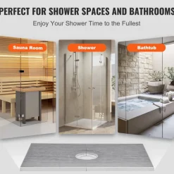 VEVOR Shower Curb Kit, 48"x72" Shower Pan Kit with 6.3" Central Drain, Lightweight EPS Shower Installation Kits with 2 Waterproof Cloths, Shower Pan Slope Sticks Fit for Bathroom