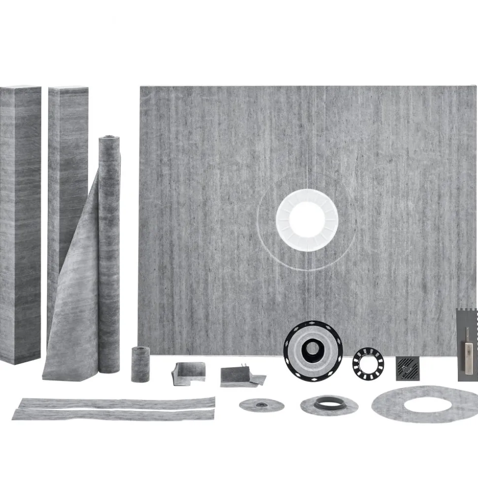VEVOR Shower Curb Kit, 60"x48" Shower Pan Kit with 2" ABS Central Flange, Waterproof Membrane, Stainless Steel Grate, Shower Pan Slope Sticks Fit for Bathroom