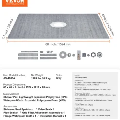 VEVOR Shower Curb Kit, 60
