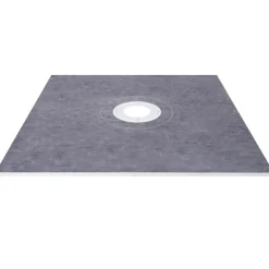 VEVOR Shower Curb Kit, 48"x48" Watertight Shower Curb Overlay with 4" ABS Central Bonding Flange, 4" Stainless Steel Grate, 2 Cuttable Shower Curb and Trowel, Shower Pan Slope Sticks Fit for Bathr