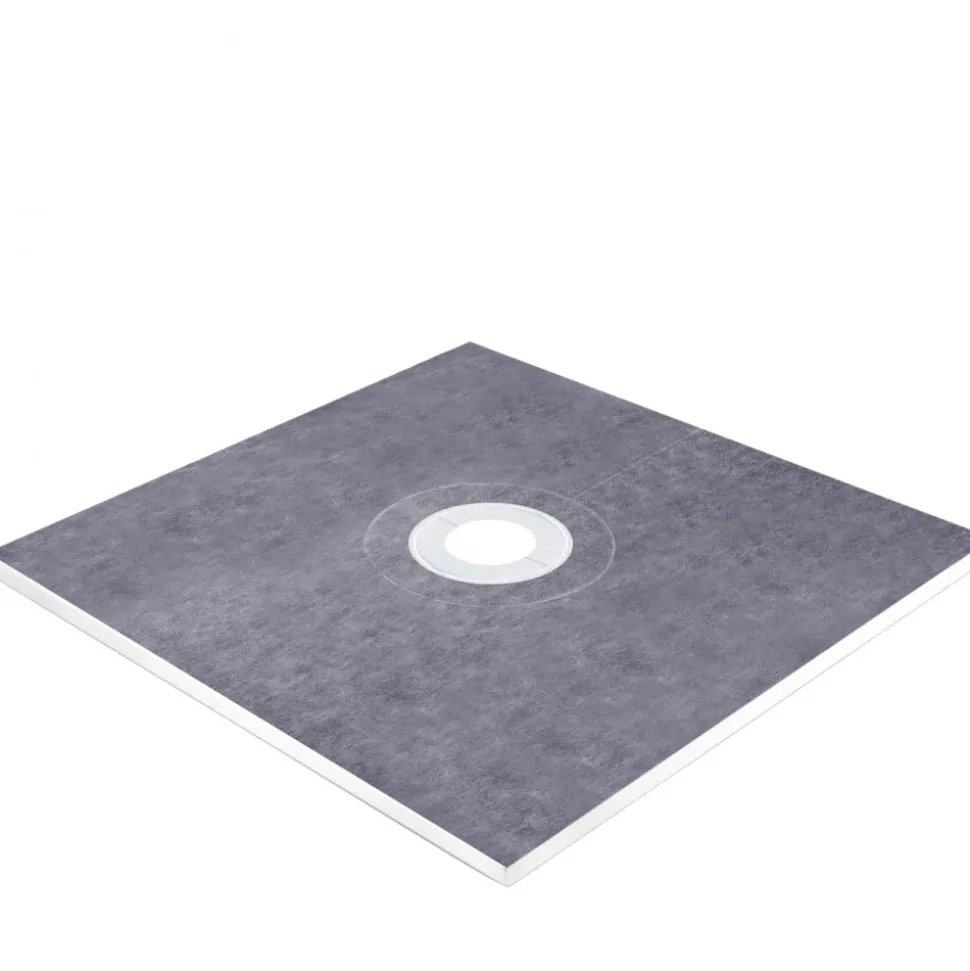 VEVOR Shower Curb Kit, 48"x48" Watertight Shower Curb Overlay with 4" ABS Central Bonding Flange, 4" Stainless Steel Grate, 2 Cuttable Shower Curb and Trowel, Shower Pan Slope Sticks Fit for Bathr