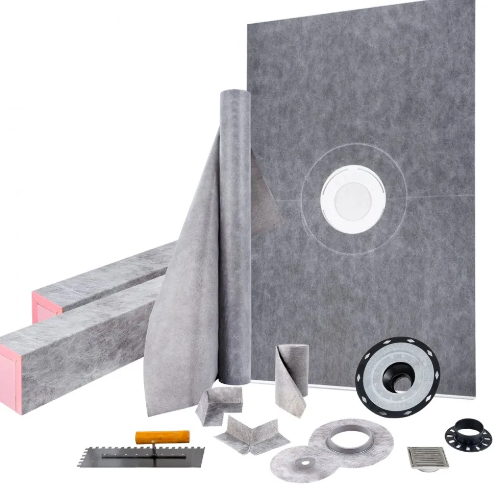 VEVOR Shower Curb Kit, 48"x72" Watertight Shower Curb Overlay with 4" ABS Central Bonding Flange, 4" Stainless Steel Grate, 2 Cuttable Shower Curb and Trowel, Shower Pan Slope Sticks Fit for Bathr