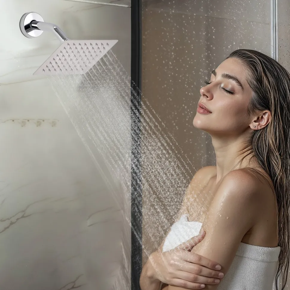 VEVOR Shower Faucet Set, 12 Inch Thermostatic Ceiling Mount Rainfall Shower System with 6 Inch Wall Mount Head and 2 in 1 Handheld Spray, 3-Function Dual Rain Head Brass Valve and Trim Kit, Chrome
