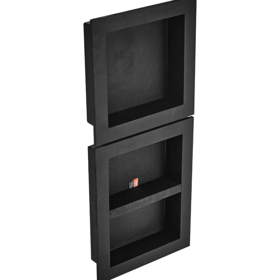 VEVOR Shower Niche Ready for Tile 16" x 16" & 16" x 20", Triple Shelf Organizer, Square Corners Wall-inserted Niche Recessed, Sealed Protection Modern Soap Storage Niche for Shower Bathroom, Black