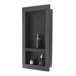 VEVOR Shower Niche, 16 x 28 x 4 inch Recessed Wall Niche with Movable Divider Shelf, Modern Soap & Shampoo Storage Organizer, Square Corners, Sealed Waterproof Design, Black for Bathroom Shower