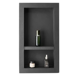 VEVOR Shower Niche, 16 x 28 x 4 inch Recessed Wall Niche with Movable Divider Shelf, Modern Soap & Shampoo Storage Organizer, Square Corners, Sealed Waterproof Design, Black for Bathroom Shower