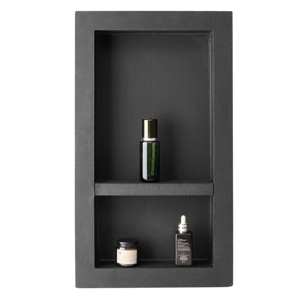 VEVOR Shower Niche, 16 x 28 x 4 inch Recessed Wall Niche with Movable Divider Shelf, Modern Soap & Shampoo Storage Organizer, Square Corners, Sealed Waterproof Design, Black for Bathroom Shower