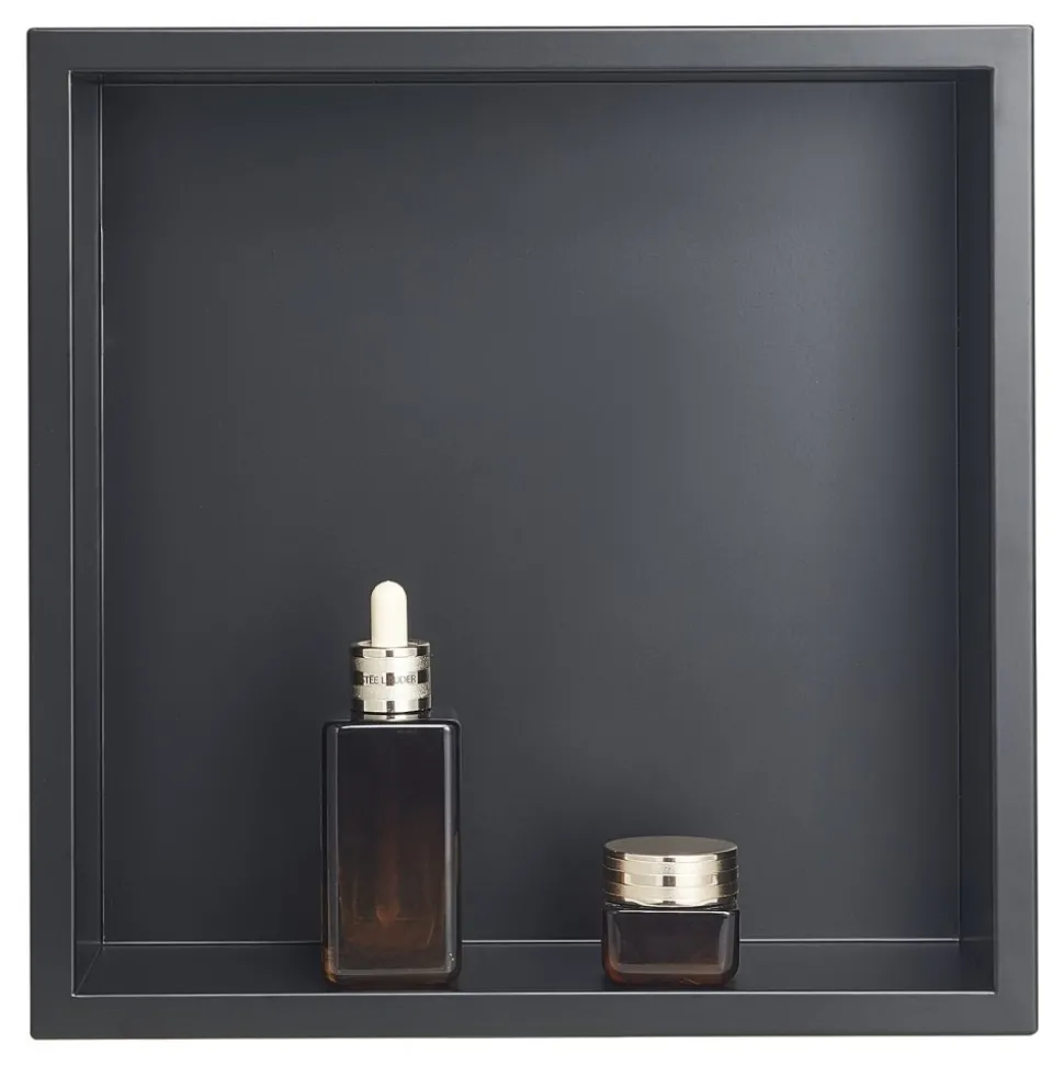 VEVOR Shower Niche, 16 x 20 x 4 inch Recessed Wall Niche with Movable Divider Shelf, Modern Soap & Shampoo Storage Organizer, Square Corners, Sealed Waterproof Design, Black for Bathroom Shower