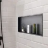 VEVOR Shower Niche, 13 x 25 x 4 inch Recessed Wall Niche, Heavy-duty Stainless Steel Modern Soap & Shampoo Storage Organizer, Sealed Waterproof, Durable & Easy to Install,Black for Bathroom