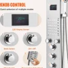 VEVOR Shower Panel System, 6 Shower Modes, LED & Screen Hydroelectricity Shower Panel Tower, Rainfall, Waterfall, 5 Massage Jets, Tub Spout, Handheld Shower, Stainless Steel Wall-Mounted Shower Set