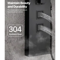 VEVOR Shower Panel Tower System with Rainfall Waterfall Shower Head, 53 in Brushed Stainless Steel Shower Column, 5-Function Faucet, Wall-Mount Rain Massage System with 2 Body Jet, Handheld, Tub Spout