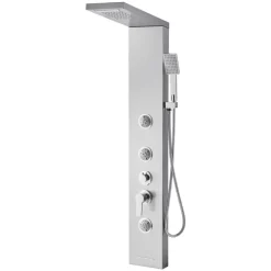 VEVOR Shower Panel Tower System with Rainfall Shower Head, 53 in Brushed Stainless Steel Shower Column, 3-Function Faucet, High Pressure Wall-Mount Rain Massage System, with Large Body Jet, Handheld