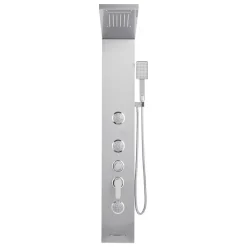 VEVOR Shower Panel Tower System with Rainfall Waterfall Shower Head, 53 in Brushed Stainless Steel Shower Column, 5-Function Faucet, Wall-Mount Rain Massage System with 3 Body Jet, Handheld, Tub Spout