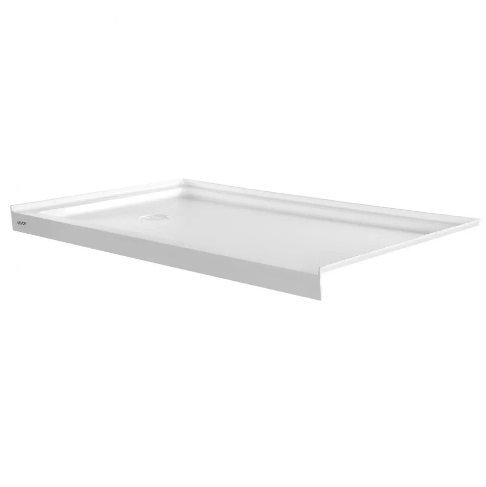 VEVOR Shower Pan, 60″ L x 36″ W Single Threshold Shower Base, Rectangle Acrylic & PVC Showering Base in White, Slip-Resistant Showering Pan Bases with Drain & Cover for Bathroom, Left Drain Location