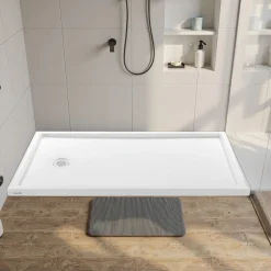 VEVOR Shower Pan, 60″ L x 36″ W Single Threshold Shower Base, Rectangle Acrylic & PVC Showering Base in White, Slip-Resistant Showering Pan Bases with Drain & Cover for Bathroom, Left Drain Location